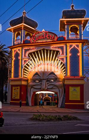 Eintritt zum Luna Park Messegelände in St. Kilda, Melbouren, Australien Stockfoto