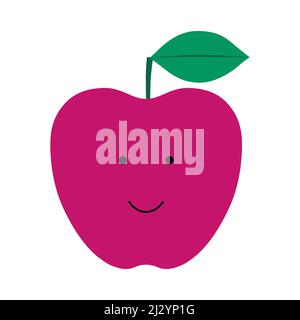 Nette, lustige Cartoon Apfel Charakter. Emotionen. Essen Smilie. Vektorgrafik für Kinder. Stock Vektor