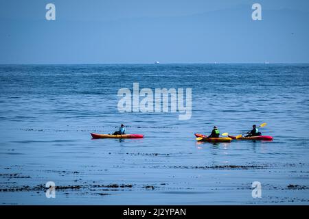 Tourismus in Monterey, Kajakfahrer genießen einen Tag auf dem Wasser Stockfoto