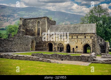 Wales, Dormitory, Valle Crucis Abbey, gegründet 1201, in der Nähe von Llangollen. Denbighshire. Stockfoto