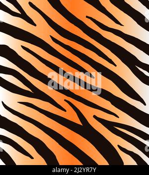 Vektor nahtloses Muster von schwarzen Tiger-Streifen isoliert auf orangefarbenen Gradienten Hintergrund. Abbildung mit Tierpelzdruck Stock Vektor