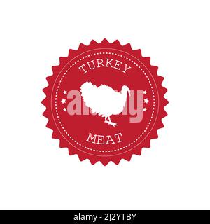 Vektor flach retro rot rund Logo mit türkei Silhouette isoliert auf weißem Hintergrund Stock Vektor