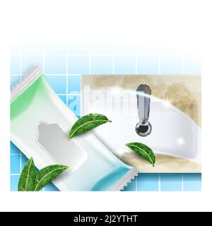 Badezimmerreinigungwischtücher Promotion Poster Vektor Stock Vektor