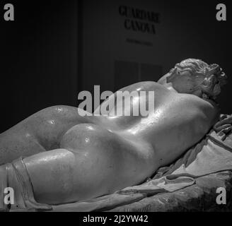 Ninfa dormiente 1820-1824 von Antonio Canova - MART Museum für moderne und zeitgenössische Kunst - Rovereto, Italien. Details der berühmten Skulptur Stockfoto