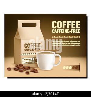 Kaffee ohne Koffein Werbeplakat Vektor Stock Vektor