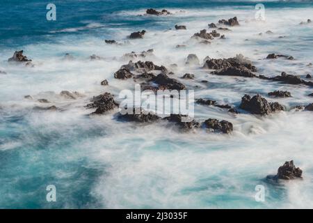 Atlantikküste in Puerto de la Cruz, Teneriffa, Kanarische Inseln, Spanien, Europa Stockfoto