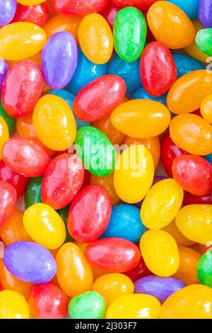 Ein Nahaufnahme-Foto von bunten Jelly Beans. Stockfoto