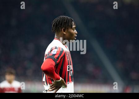 Mailand, Italien. 04. April 2022. Rafael Leao während der Serie Ein Spiel zwischen AC Mailand und Bologna im Meazza-Stadion am 4. April 2022 in Mailand, Italien. Kredit: Unabhängige Fotoagentur/Alamy Live Nachrichten Stockfoto