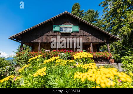 Vorgarten, Bauernhof, Aldein, Radein, Südtirol, Südtirol, Italien Stockfoto