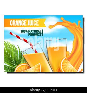 Orangensaft Fresh Drink Werbeplakat Vektor Stock Vektor
