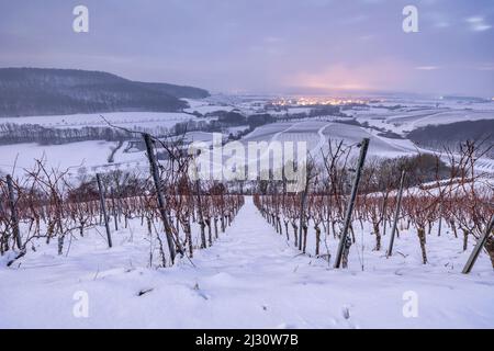 Winter in Handthal, Oberschwarzach, Schweinfurt, Unterfranken, Franken, Bayern, Deutschland, Europa Stockfoto