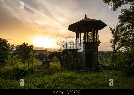 Aussichtsturm auf dem Sophienberg, Kirchberg an der Jagst, Schwäbisch Hall, Baden Württemberg, Deutschland, Europa Stockfoto