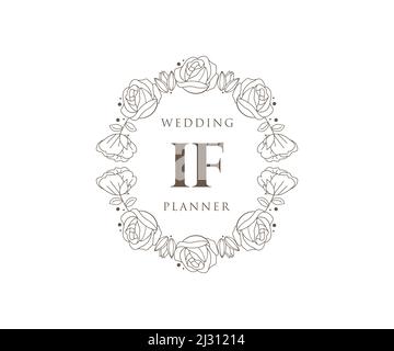 IF Initials Letter Hochzeit Monogramm Logos Kollektion, handgezeichnete moderne minimalistische und florale Vorlagen für Einladungskarten, Save the Date, elegant Stock Vektor