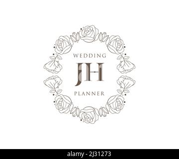 JH Initials Letter Hochzeit Monogram Logos Kollektion, handgezeichnete moderne minimalistische und florale Vorlagen für Einladungskarten, Save the Date, elegant Stock Vektor