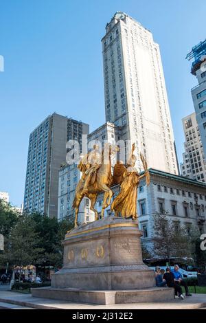 NEW YORK, USA - 4. Okt 2017: General William Tecumseh Sherman Monument Statue Stockfoto