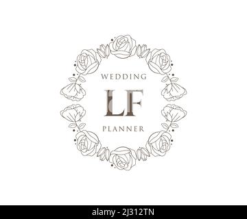 LF Initials Letter Hochzeit Monogram Logos Kollektion, handgezeichnete moderne minimalistische und florale Vorlagen für Einladungskarten, Save the Date, elegant Stock Vektor