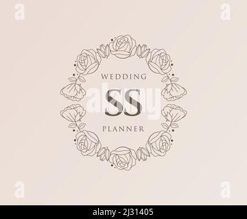 SS Initials Letter Hochzeit Monogram Logos Kollektion, handgezeichnete moderne minimalistische und florale Vorlagen für Einladungskarten, Save the Date, elegant Stock Vektor