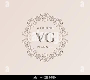 VG Initials Letter Hochzeit Monogram Logos Kollektion, handgezeichnete moderne minimalistische und florale Vorlagen für Einladungskarten, Save the Date, elegant Stock Vektor