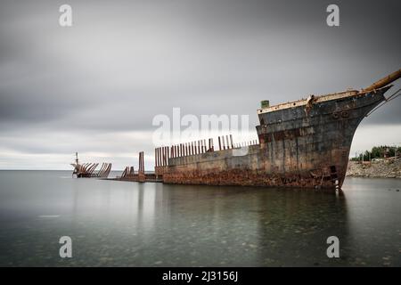 Schiffbruch in Puntas Arenas, Patagonien, Provinz Magallanes, Chile, Südamerika Stockfoto