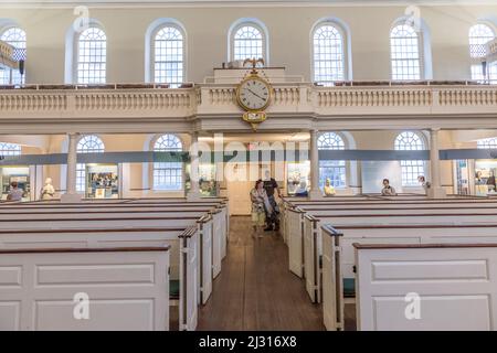 BOSTON, USA - SEP 12, 2017: Im alten südlichen Begegnungshaus in Boston. Stockfoto