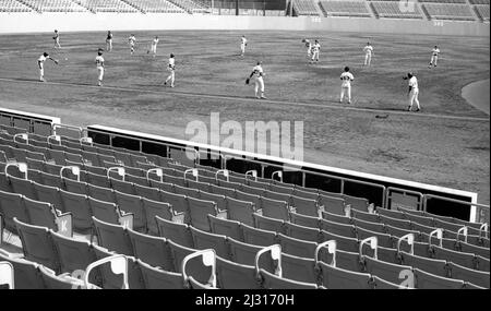 Los Angeles Dodgers-Spieler beim Vorsaison-Training im Dodger Stadium in Los Angeles, CA Stockfoto