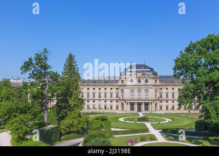 Würzburg, Residenz mit Hofgarten, Ostgarten, Promenade, Marienfeste Stockfoto