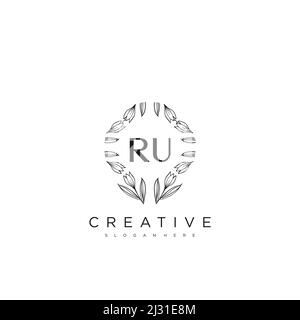 RU Anfangsbuchstabe Blume Logo Vorlage Vektor Premium-Vektor Stock Vektor