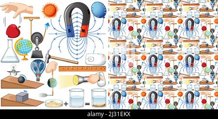 Nahtlose Hintergrund mit Wissenschaft Ausrüstungen Illustration Stock Vektor