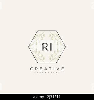 RI Anfangsbuchstabe Blume Logo Vorlage Vektor Premium-Vektor Stock Vektor