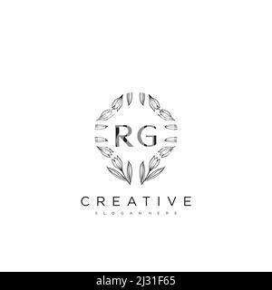 RG Initial Letter Flower Logo Template Vektor Premium-Vektor Stock Vektor