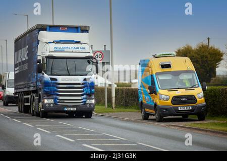 Speed Trap, Lancashire Road Safety Partnership, Lancashire Constabulary. Ein LKW fährt mit der richtigen Geschwindigkeit Stockfoto