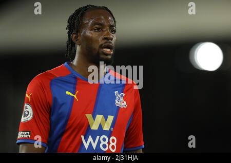 London, England, 4.. April 2022. Jean-Philippe Mateta von Crystal Palace während des Spiels der Premier League im Selhurst Park, London. Bildnachweis sollte lauten: Paul Terry / Sportimage Stockfoto