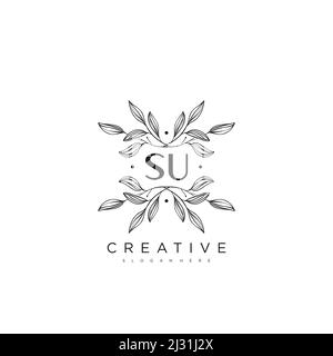 SU Anfangsbuchstabe Blume Logo Vorlage Vektor Premium-Vektor Stock Vektor
