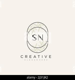 SN Anfangsbuchstabe Blume Logo Vorlage Vektor Premium Vektor Stock Vektor