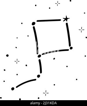 Einfaches Sternbild-Symbol, handgezeichnete Elementskizze im Doodle-Stil. Platz. Sternbild-Bär. Sonnensystem. Isolierte Vektordarstellung Stock Vektor