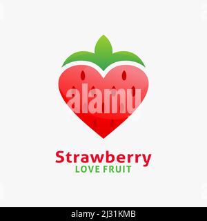 Love Strawberry Logo Design Stock Vektor