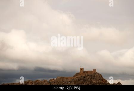 SAX Castle Spanien, Valencia Region Stockfoto