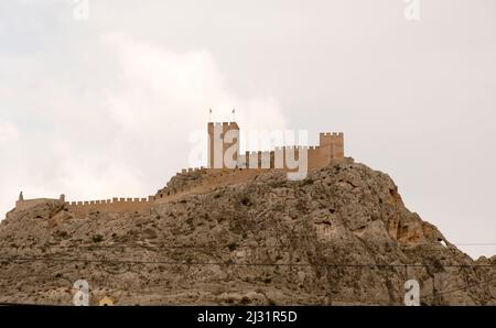 SAX Castle Spanien, Valencia Region Stockfoto