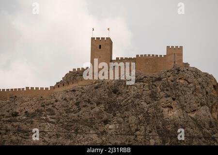 SAX Castle Spanien, Valencia Region Stockfoto