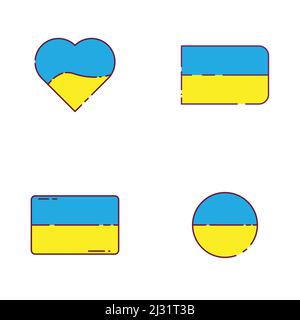 Ukrainische Flagge im Linienstil Stock Vektor