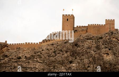 SAX Castle Spanien, Valencia Region Stockfoto