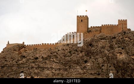 SAX Castle Spanien, Valencia Region Stockfoto