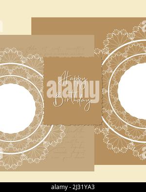 Happy Birthday Karte Collage Vintage-Stil, Spitze Deckchen, Scrapbooking, für Herzlichen Glückwunsch. Vektorgrafik Stock Vektor