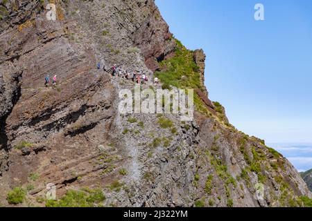 Pico do Arieiro, Pico Ruivo, Gipfel, Pfad PR1 Stockfoto