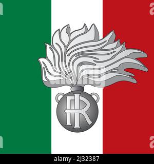 Italienisches Carabinieri-Symbol auf der Flagge, Italien, Vektorgrafik Stock Vektor