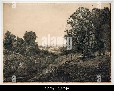 Flug nach Ägypten - Radierung - Rembrandt Harmensz van Rijn - 1655 - Amsterdam, Rijksmuseum Stockfoto