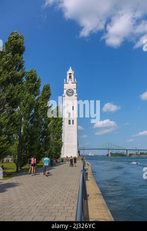 Montreal, Clock Tower Quay, Jacques Cartier Bridge Stockfoto