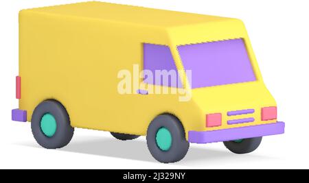 Gelbe Box LKW Fracht Transport realistische 3D Symbol isometrische Vektor-Illustration. LKW-Nutzfahrzeug für den Geschäftsversand liefern Stock Vektor