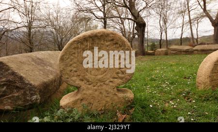 Ermita de San Adrián, Necrópolis de San Adrián de Argiñeta, Elorrio, Vizcaya, País Vasco, España Stockfoto