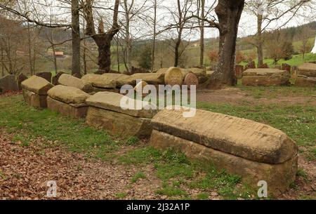 Ermita de San Adrián, Necrópolis de San Adrián de Argiñeta, Elorrio, Vizcaya, País Vasco, España Stockfoto